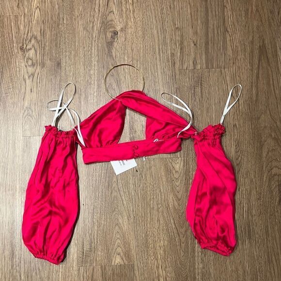 Lace the Label Eliana Pink Silk Crop Top Size S - Picture 5 of 7